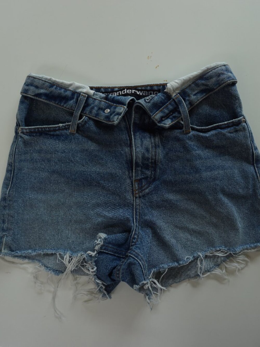 Alexander Wang Bite Foldover High Rise Denim Cut Off Shorts 26